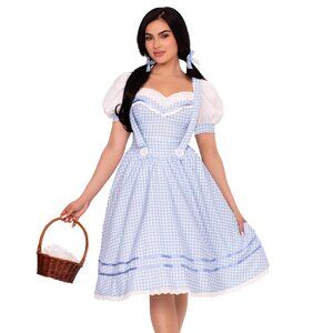 Kansas Sweetie Costume – 2 PC Gingham Dress with Sweetheart Bodice & Hat
